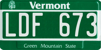 VT license plate LDF673
