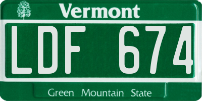 VT license plate LDF674