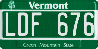 VT license plate LDF676
