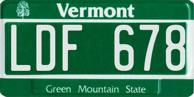 VT license plate LDF678