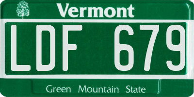 VT license plate LDF679