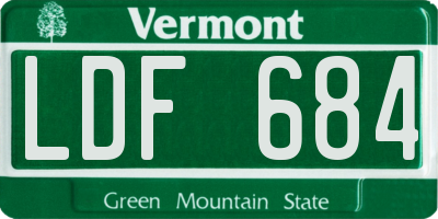 VT license plate LDF684