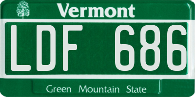 VT license plate LDF686