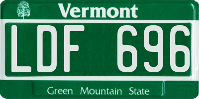 VT license plate LDF696