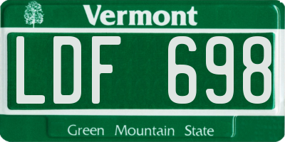 VT license plate LDF698