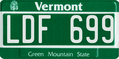 VT license plate LDF699