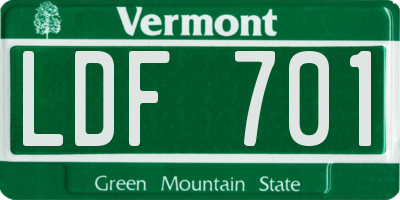 VT license plate LDF701