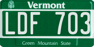 VT license plate LDF703