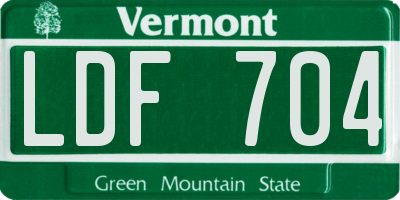 VT license plate LDF704