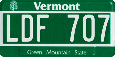 VT license plate LDF707