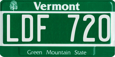 VT license plate LDF720