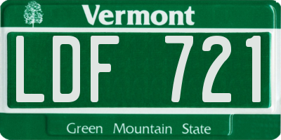 VT license plate LDF721