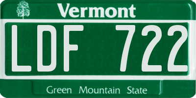 VT license plate LDF722