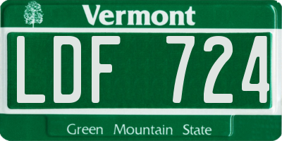 VT license plate LDF724