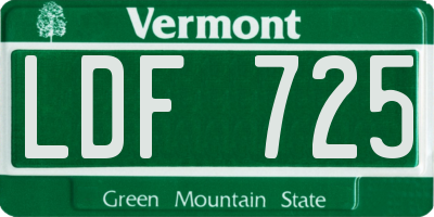 VT license plate LDF725