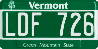 VT license plate LDF726