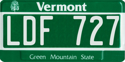 VT license plate LDF727