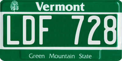 VT license plate LDF728