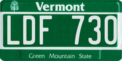 VT license plate LDF730