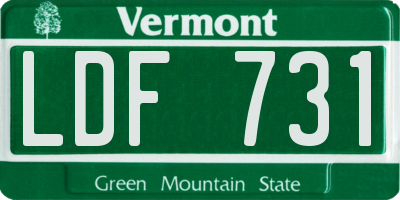 VT license plate LDF731
