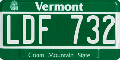 VT license plate LDF732