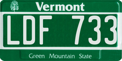 VT license plate LDF733
