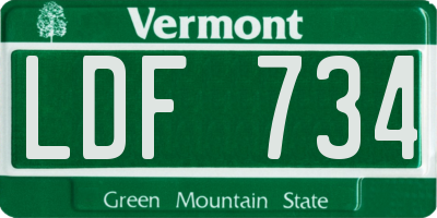 VT license plate LDF734