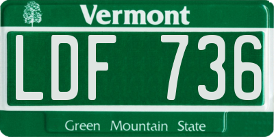 VT license plate LDF736
