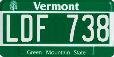 VT license plate LDF738