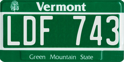 VT license plate LDF743