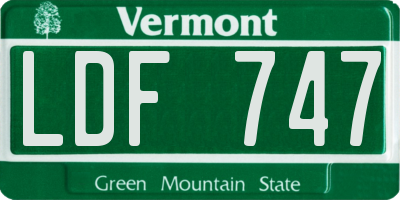 VT license plate LDF747