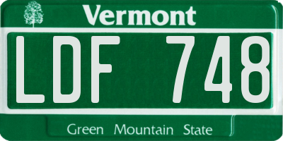 VT license plate LDF748