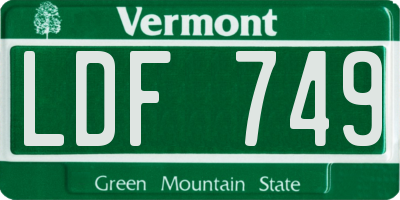 VT license plate LDF749