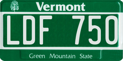 VT license plate LDF750