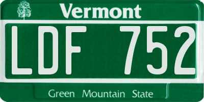 VT license plate LDF752