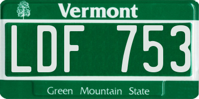 VT license plate LDF753