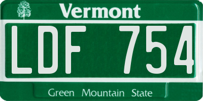 VT license plate LDF754