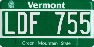VT license plate LDF755