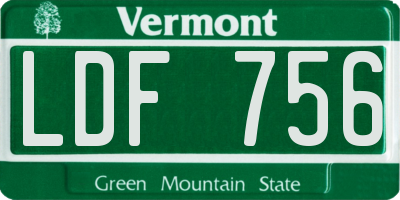 VT license plate LDF756