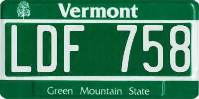 VT license plate LDF758
