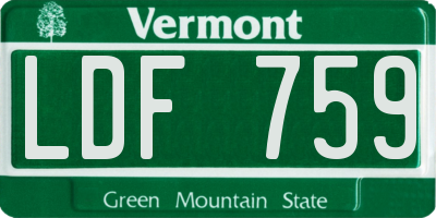 VT license plate LDF759