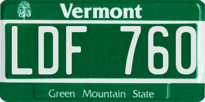 VT license plate LDF760