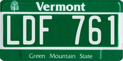 VT license plate LDF761