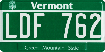 VT license plate LDF762