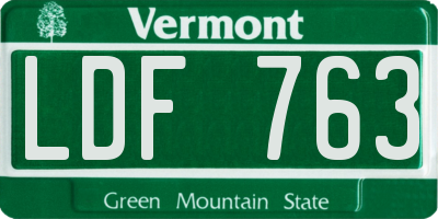 VT license plate LDF763