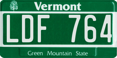 VT license plate LDF764