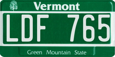 VT license plate LDF765