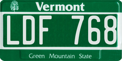 VT license plate LDF768