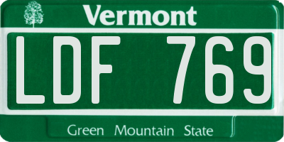 VT license plate LDF769