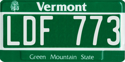 VT license plate LDF773